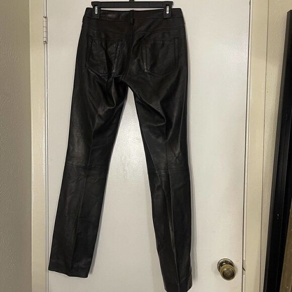 ELIE TAHARI black soft leather straight leg pants size US 2 - Picture 5 of 8